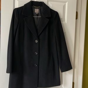 J.JILL WOMENS WOOL BLEND MEDIUM LENGTH BLACK CLASSIC PEA COAT SZ XS